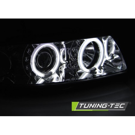 Phares Angel Eyes CCFL Chrome pour SEAT Leon / Toledo 04.99-08.04