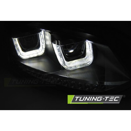 Phares U-LED noir séquentiel pour VW Polo 6R 09-03.14