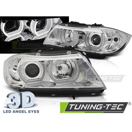 Phares U-LED 3D Chrome compatibles BMW E90/E91 03.05-08.08