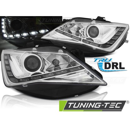 Phares avant TRUE DRL chrome pour SEAT IBIZA 6J 12-15