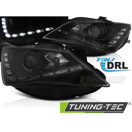 Phares avant TRUE DRL noir pour SEAT IBIZA 6J 12-15