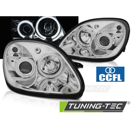 PHARES ANGEL EYES CCFL CHROME pour MERCEDES R170 SLK 04.96-04