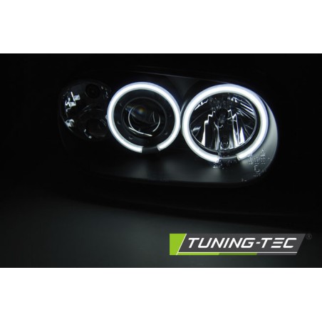 Phares ANGEL EYES CCFL noirs pour VW GOLF 4 09.97-09.03