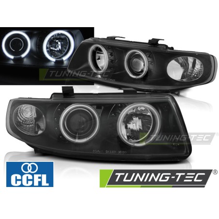 Phares Angel Eyes CCFL noirs pour SEAT Leon / Toledo 04.99-08.04