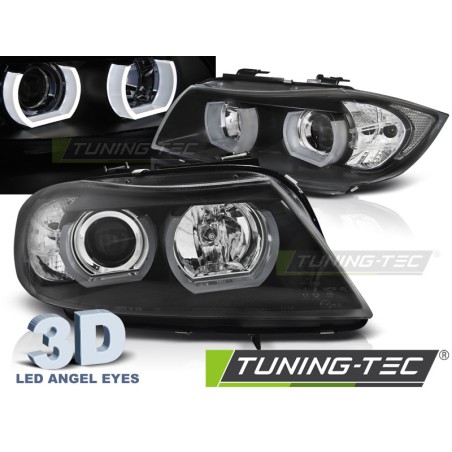 PHARES U-LED LIGHT 3D NOIR pour BMW E90/E91 03.05-08.0