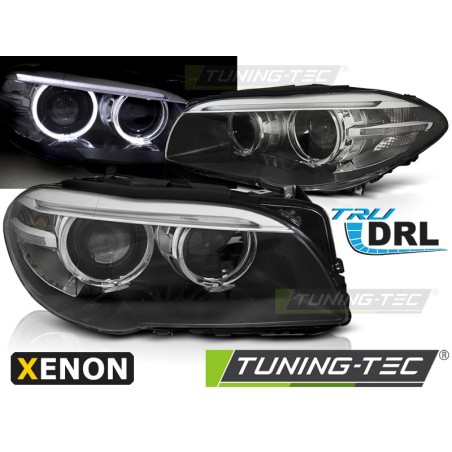 Phares Xénon Angel Eyes LED DRL Noir compatible BMW F10 F11 10-07.13