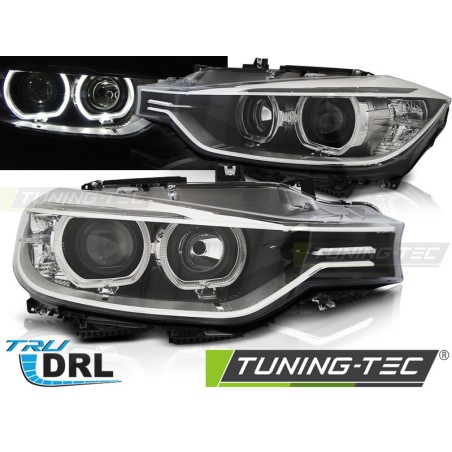 Phares ANGEL EYES LED noirs compatibles BMW F30/F31 10.11 - 05.15