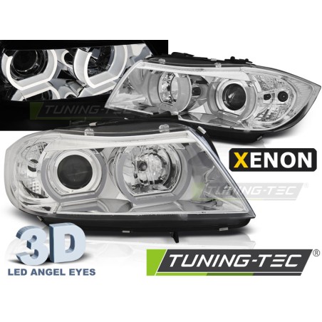 Phares Xénon U-LED Lumière 3D Chrome pour BMW E90/E91 03.05-08.08