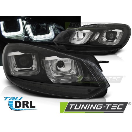 Phares U-LED DRL Noir Black Line pour VW Golf 6 08-12