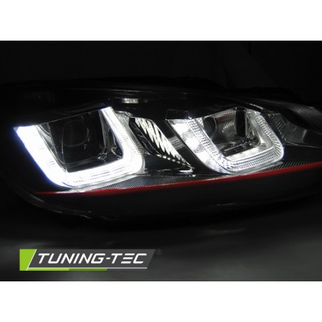 Phares U-LED DRL noir ligne rouge pour VW Golf 6 08-12