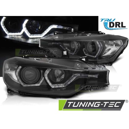 PHARES ANGEL EYES LED DRL NOIR pour BMW F30/F31 10.11 - 05.15