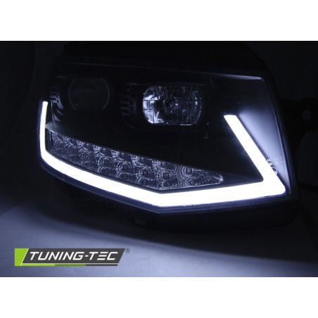 Phares TUBE LIGHT DRL noir chrome pour VW T6 15-19