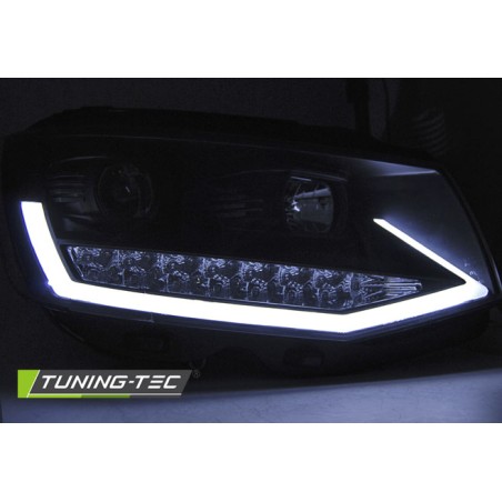 Phares TUBE LIGHT DRL noir chrome pour VW T6 15-19