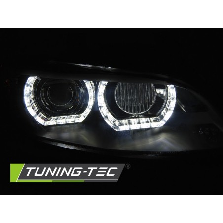 Phares Xénon Angel Eyes LED Noir AFS pour BMW E92/E93 06-10