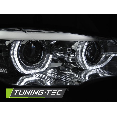 Phares Xénon Angel Eyes LED DRL Chrome pour BMW X5 E70 07-10