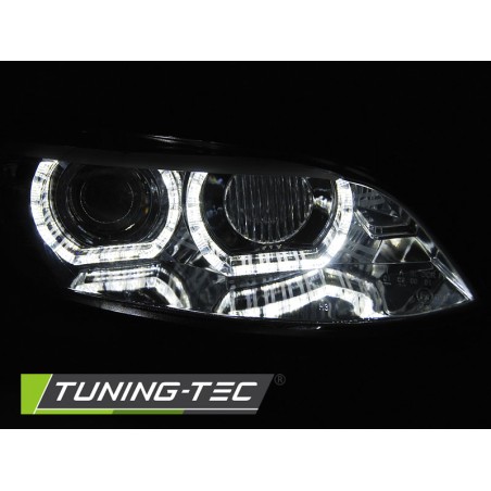 Phares Xénon Angel Eyes LED Chrome pour BMW E92/E93 06-10