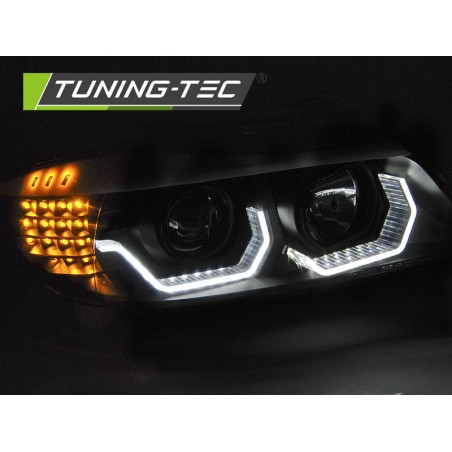 Phares Angel Eyes LED 3D Noir pour BMW E90/E91 05-08