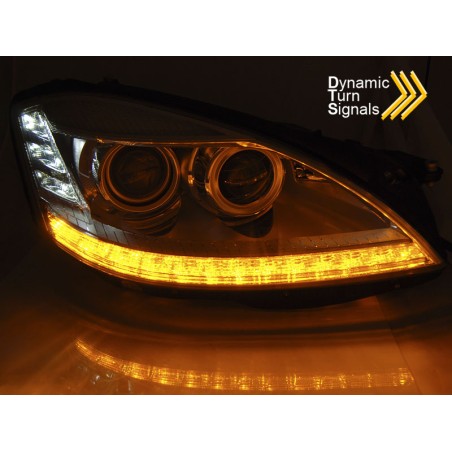 Phares Xénon Diurnes Chrome Séquentiels pour Mercedes W221 05-09 Phares Xénon Diurnes Chrome Séquentiels pour Mercedes W221 05-09