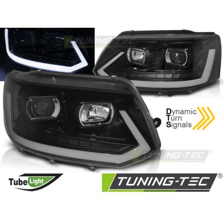 Phares TUBE LIGHT noirs séquentiels pour VW T5 2010-2015