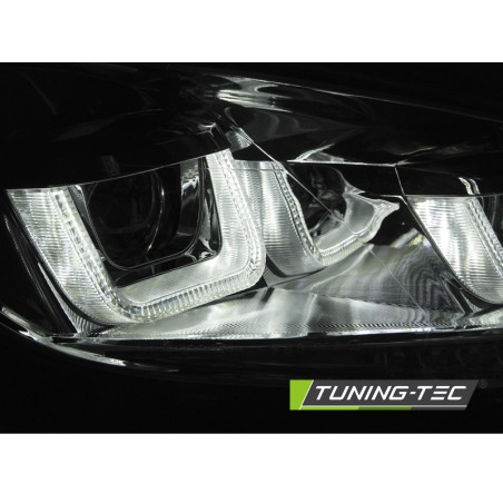 Phares U-LED DRL Chrome Séquentiel pour VW Golf 6 08-12