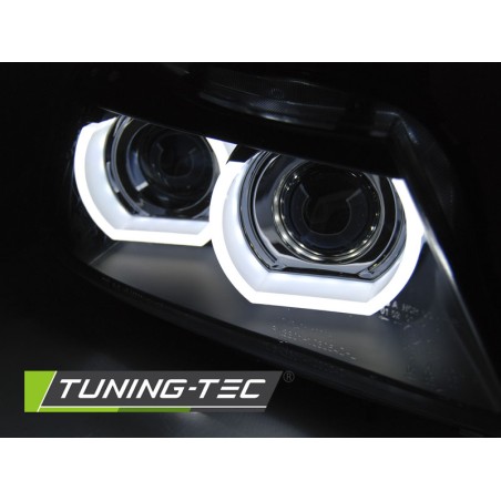 Phares Xénon Angel Eyes LED DRL Noir pour BMW E90/E91 09-11