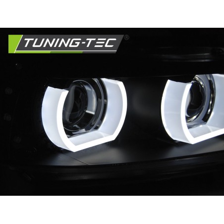 Phares Xénon Angel Eyes LED DRL Noir pour BMW E90/E91 09-11