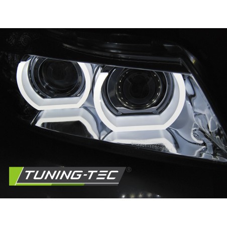 PHARES XÉNON ANGEL EYES LED DRL CHROME pour BMW E90/E91 09-11 PHARES XÉNON ANGEL EYES LED DRL CHROME pour BMW E90/E91 09-11