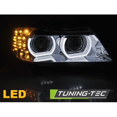 PHARES XÉNON ANGEL EYES LED DRL CHROME pour BMW E90/E91 09-11 PHARES XÉNON ANGEL EYES LED DRL CHROME pour BMW E90/E91 09-11
