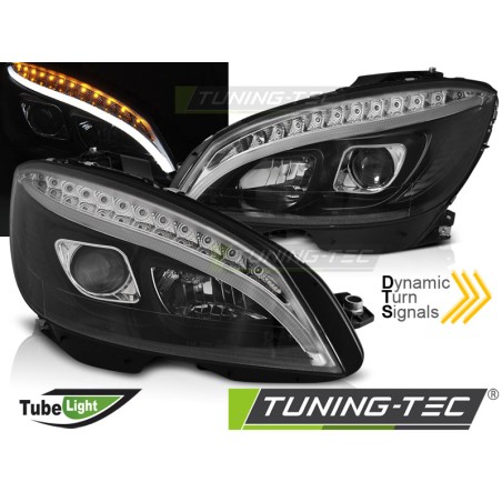 Phares séquentiels TUBE LIGHT noir pour MERCEDES W204 07-10