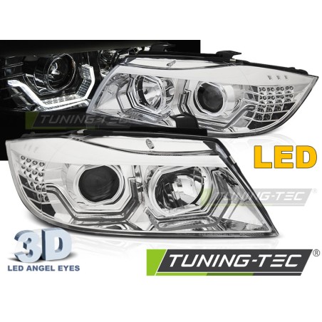 PHARES ANGEL EYES LED 3D CHROME compatible BMW E90/E91 05-08