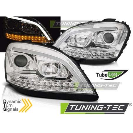 Phares MERCEDES ML W164  Classe M séquentiels chromés TUBE LIGHT 05-07