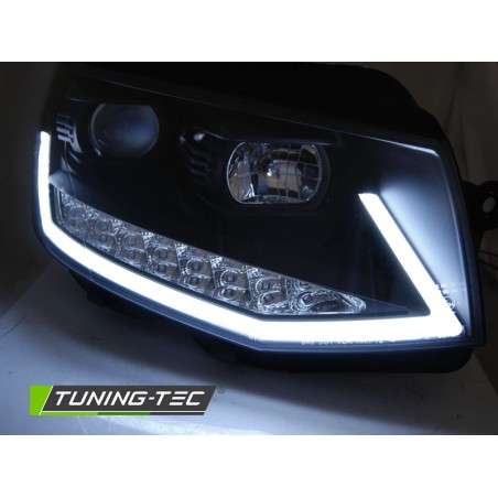 Phares TUBE LIGHT DRL noir chrome séquentiel pour VW T6 15-19