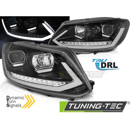 Phares TUBE LIGHT DRL noir séquentiel pour VW Touran II 08.10-15