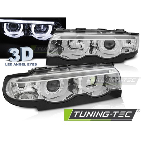 Phares Angel Eyes LED 3D Chrome pour BMW E38 94-01 Phares Angel Eyes LED 3D Chrome pour BMW E38 94-01