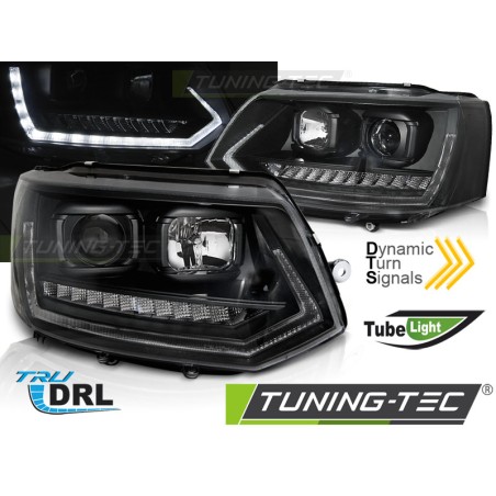 Phares TUBE LIGHT DRL noir séquentiel pour VW T5 2010-2015