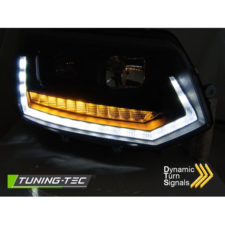 Phares TUBE LIGHT DRL noir séquentiel pour VW T5 2010-2015