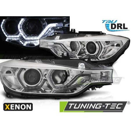 Phares Xénon Angel Eyes LED DRL Chrome pour BMW F30/F31 10.11 - 05.15