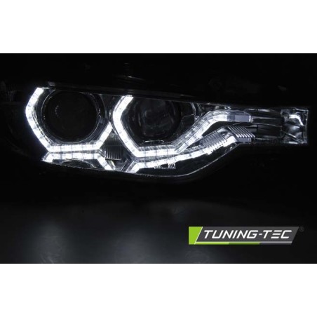 Phares Xénon Angel Eyes LED DRL Chrome pour BMW F30/F31 10.11 - 05.15