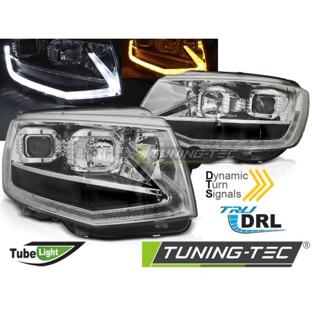 Phares TUBE LIGHT chromés DRL séquentiels pour VW T6 15-19