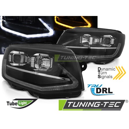 PHARES TUBE LIGHT NOIR DRL SÉQUENTIEL pour VW T6 15-19