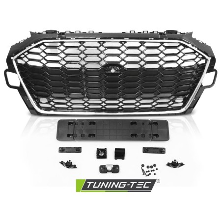 Grille Sport Chrome Noir PDC pour AUDI A4 B9 20- Grille Sport Chrome Noir PDC pour AUDI A4 B9 20-