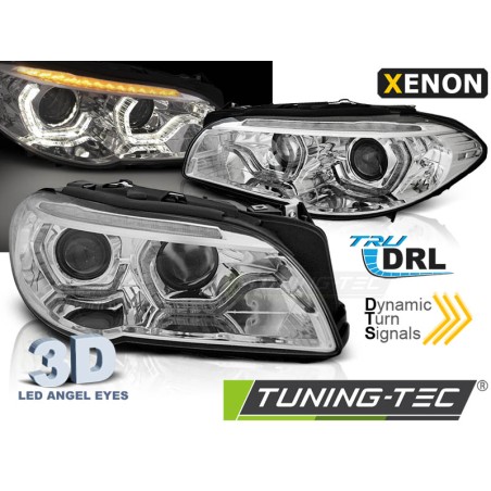 Phares Xénon Angel Eyes LED DRL Chrome Séquentiel pour BMW F10/F11 LCI 13-16