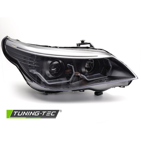 Phares ANGEL EYES LED 3D Noir pour BMW E60 E61 03-07 Phares ANGEL EYES LED 3D Noir pour BMW E60 E61 03-07