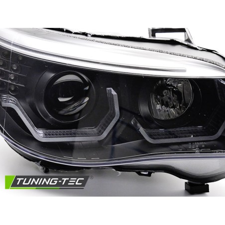 Phares ANGEL EYES LED 3D Noir pour BMW E60 E61 03-07 Phares ANGEL EYES LED 3D Noir pour BMW E60 E61 03-07