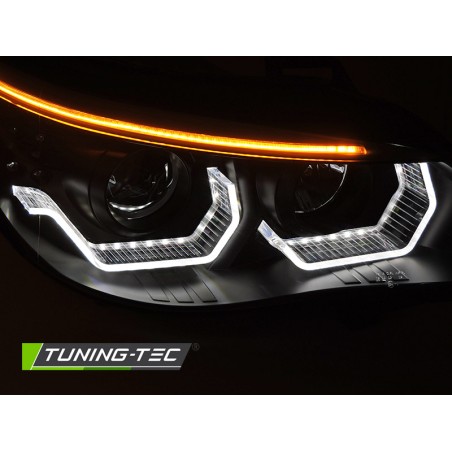 Phares ANGEL EYES LED 3D Noir pour BMW E60 E61 03-07 Phares ANGEL EYES LED 3D Noir pour BMW E60 E61 03-07
