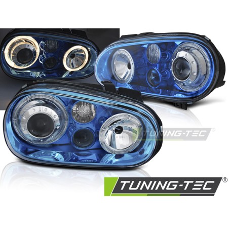 PHARES ANGEL EYES BLEUS pour VW GOLF 4 09.97-09.03