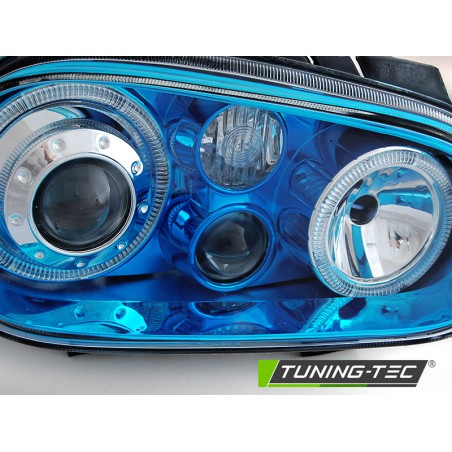 PHARES ANGEL EYES BLEUS pour VW GOLF 4 09.97-09.03