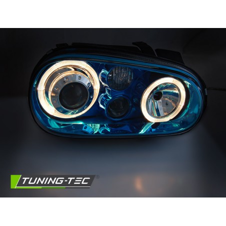 PHARES ANGEL EYES BLEUS pour VW GOLF 4 09.97-09.03