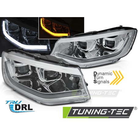 Phares TUBE LIGHT chrome DRL séquentiel pour VW CADDY 20-