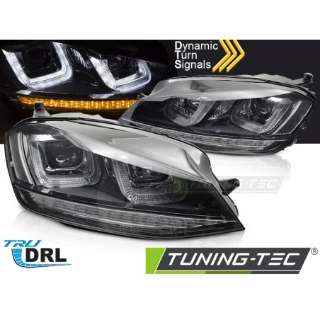 Phares séquentiels noirs avec ligne noire pour VW Golf 7 13-17 Phares séquentiels noirs avec ligne noire pour VW Golf 7 13-17